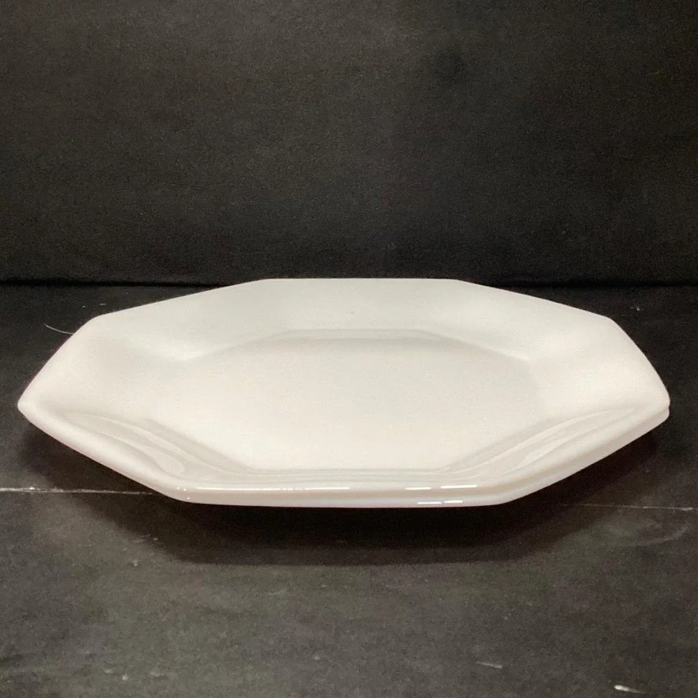 Arcopal France Novoctime White Milk Glass Dinner Plates, Set of 2 Vintage Dishes